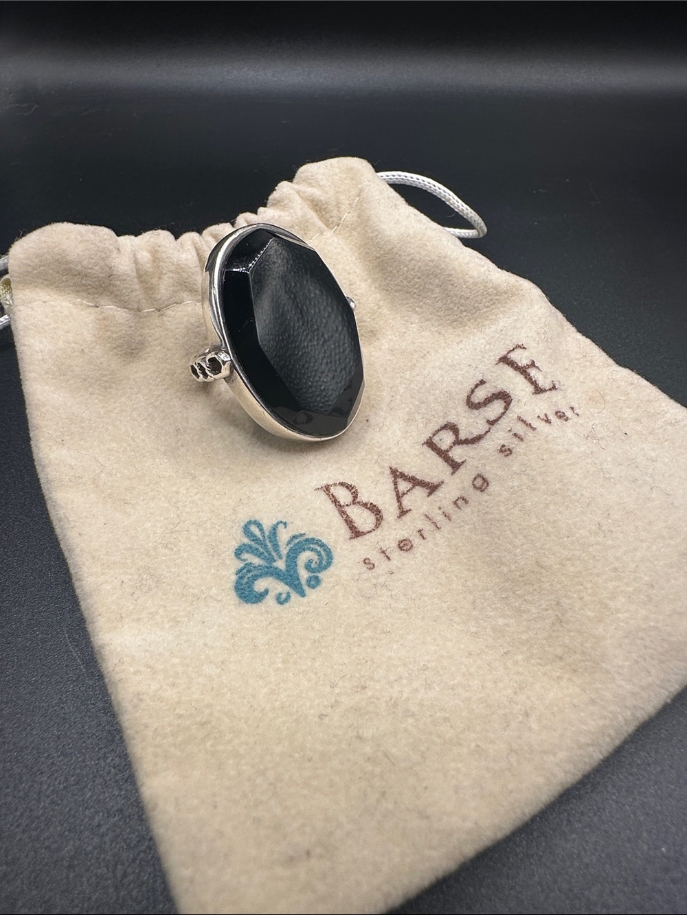 Barse Black Oval Statement Ring
